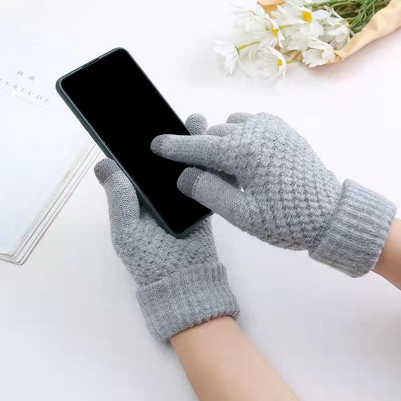 Jacquard paksut kosketusnäyttökäsineet