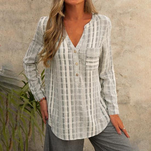 Raidallinen pitkähihainen pusero