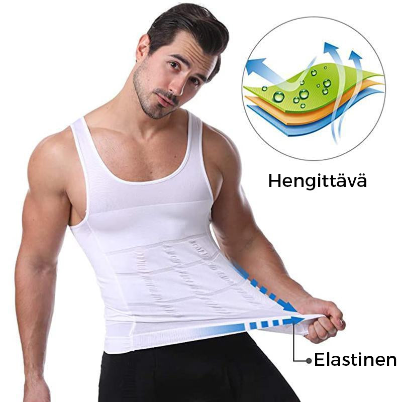 Miesten vartaloa muotoileva hihaton paita