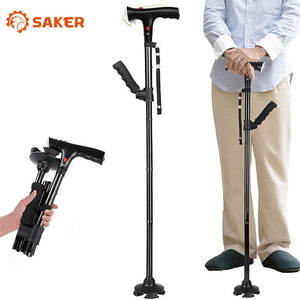 Saker säädettävä taittuva kävelykeppi LED-valolla