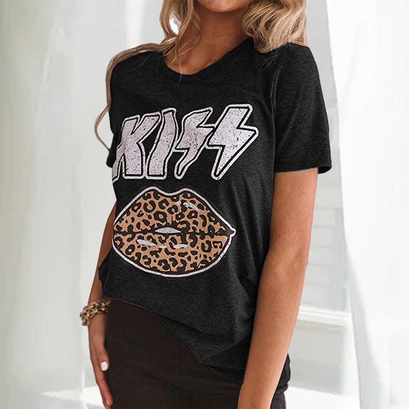 Kiss t-paita leopardiprintillä