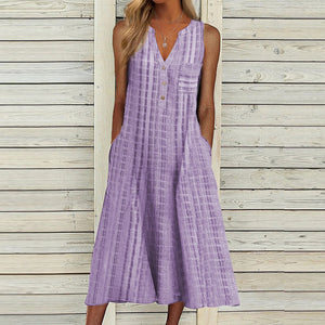 V-kaula-aukkoinen hihaton mekko