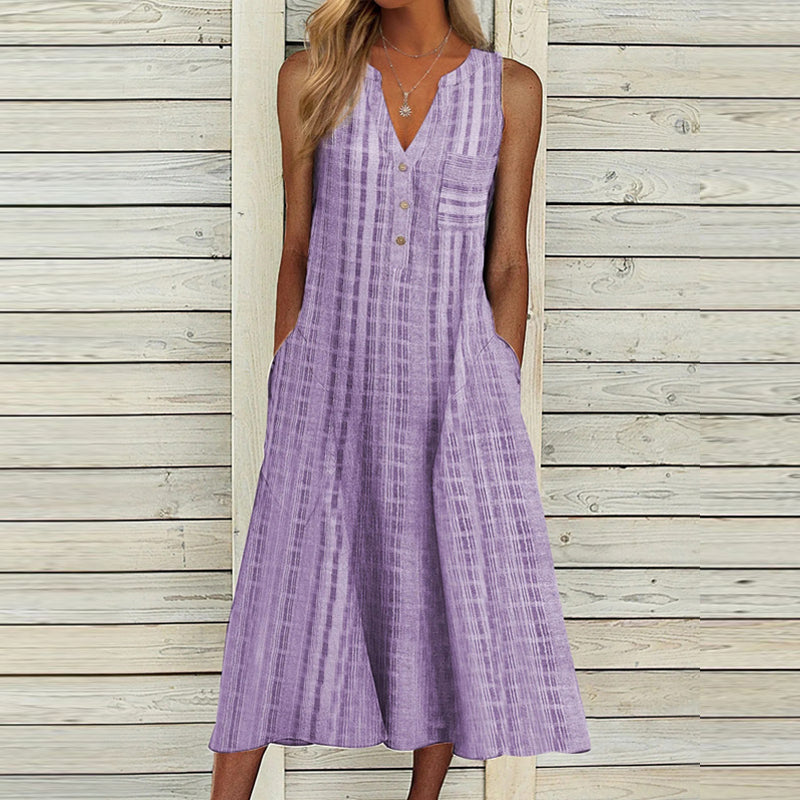 V-kaula-aukkoinen hihaton mekko