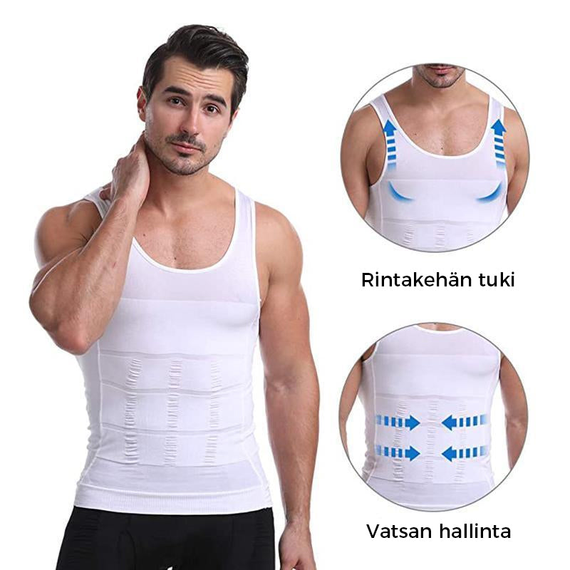 Miesten vartaloa muotoileva hihaton paita