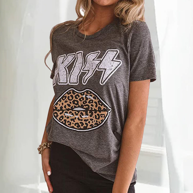 Kiss t-paita leopardiprintillä