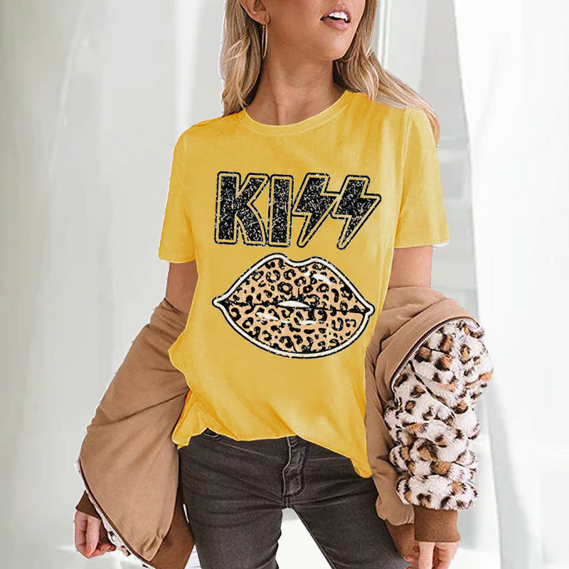 Kiss t-paita leopardiprintillä