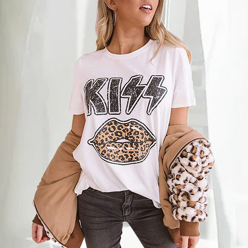 Kiss t-paita leopardiprintillä