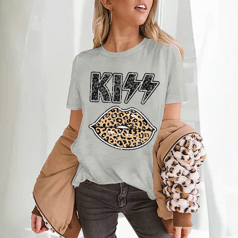 Kiss t-paita leopardiprintillä