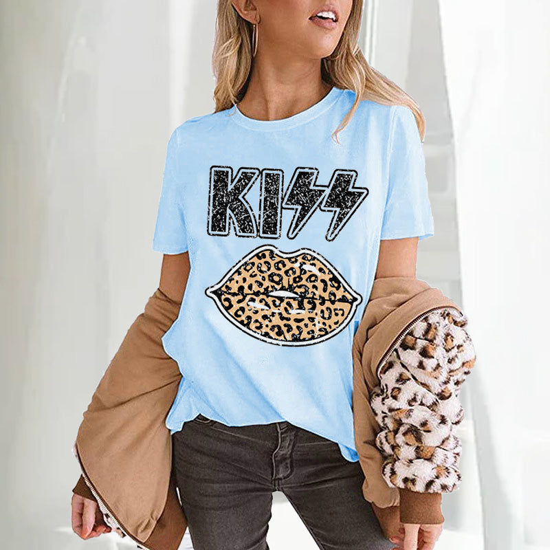 Kiss t-paita leopardiprintillä