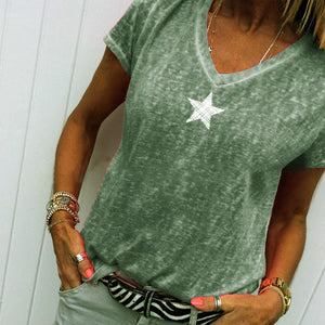 V-kaula pentagrammikuvioinen t-paita