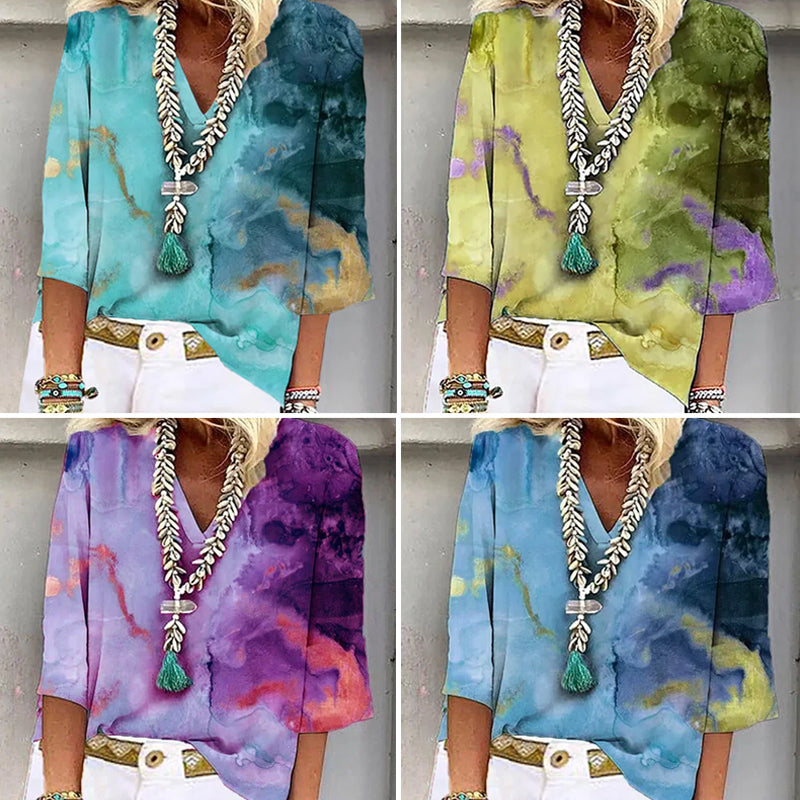 Rento V-kaula Tie Dye T-Paita