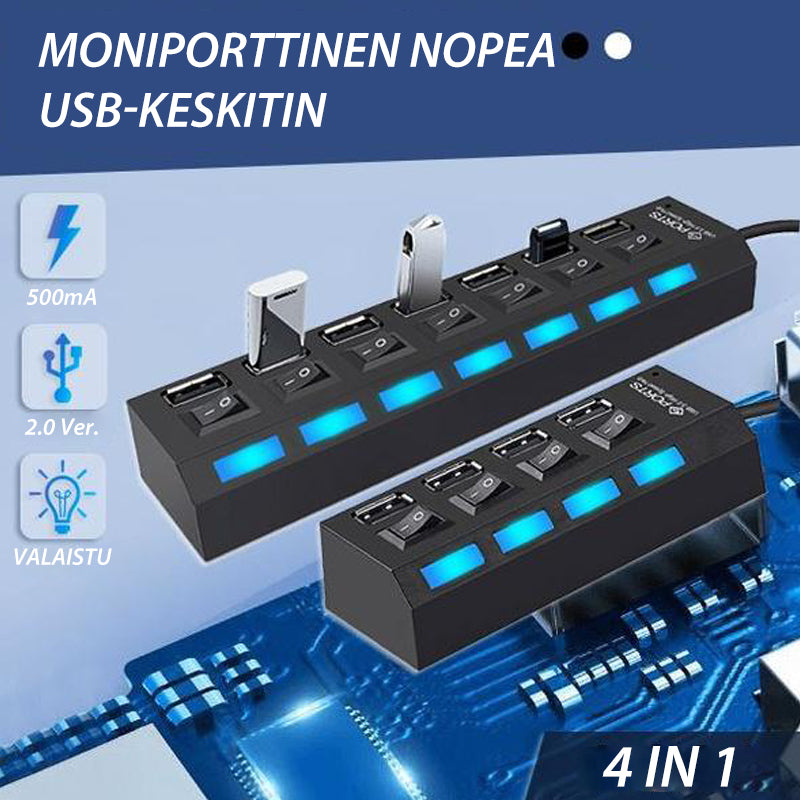 USB-keskitin, 4 tai 7-porttinen