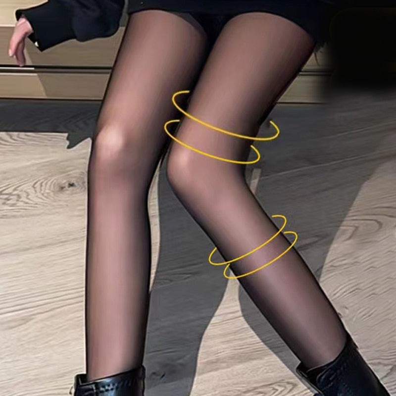 Virheettömät jalat Fake läpikuultava lämmin Plush vuorattu Elastiset sukkahousut