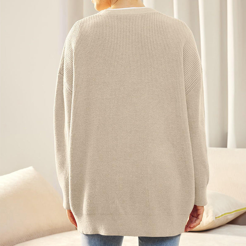 Casual Solid Color Sweaters Cardigan