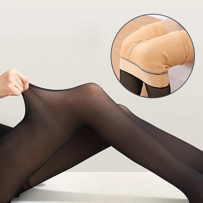 Virheettömät jalat Fake läpikuultava lämmin Plush vuorattu Elastiset sukkahousut