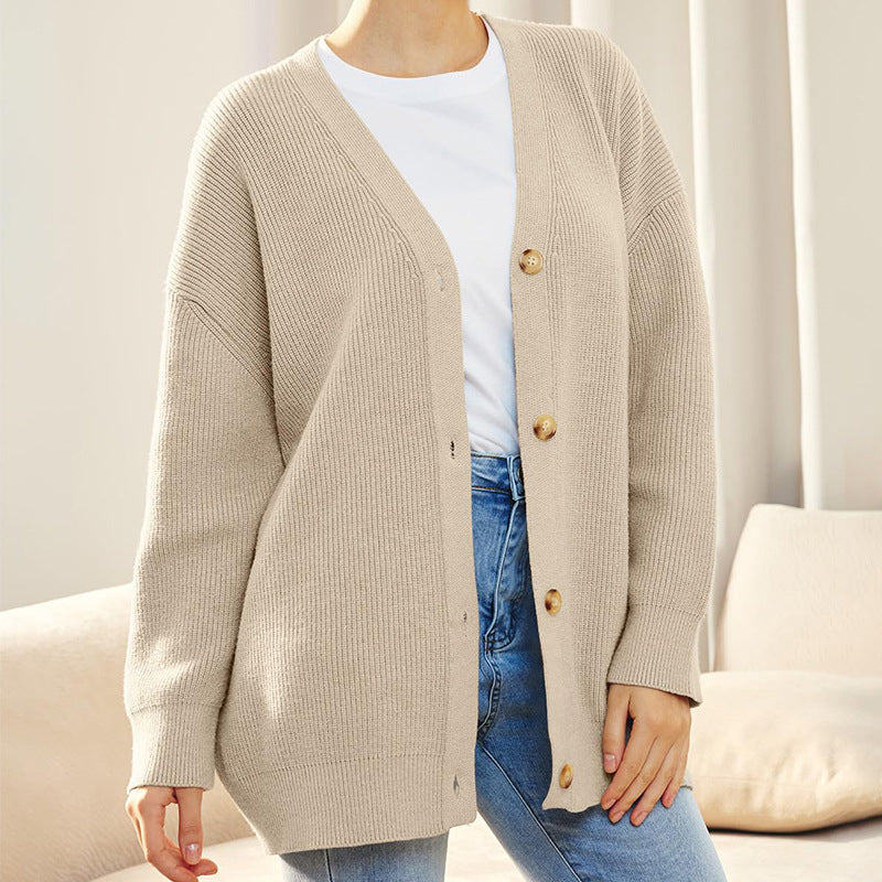 Casual Solid Color Sweaters Cardigan