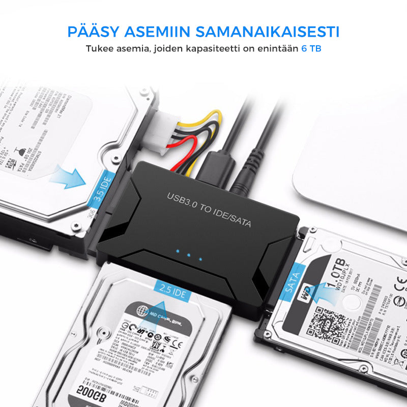 USB 3.0 ja IDE & SATA ulkoinen kiintolevy muunnin