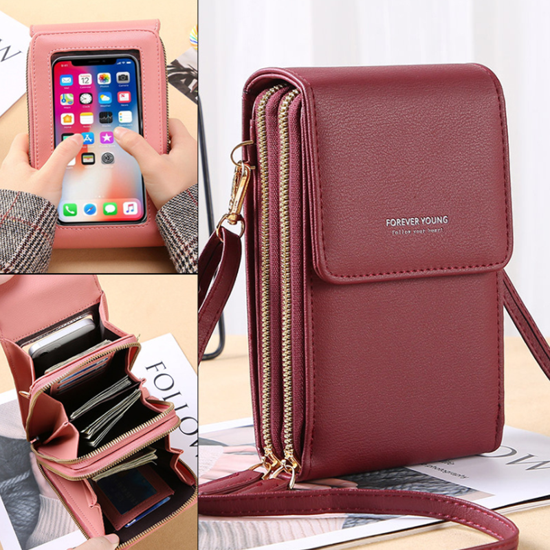 Crossbody kosketusnäyttö puhelinlaukku
