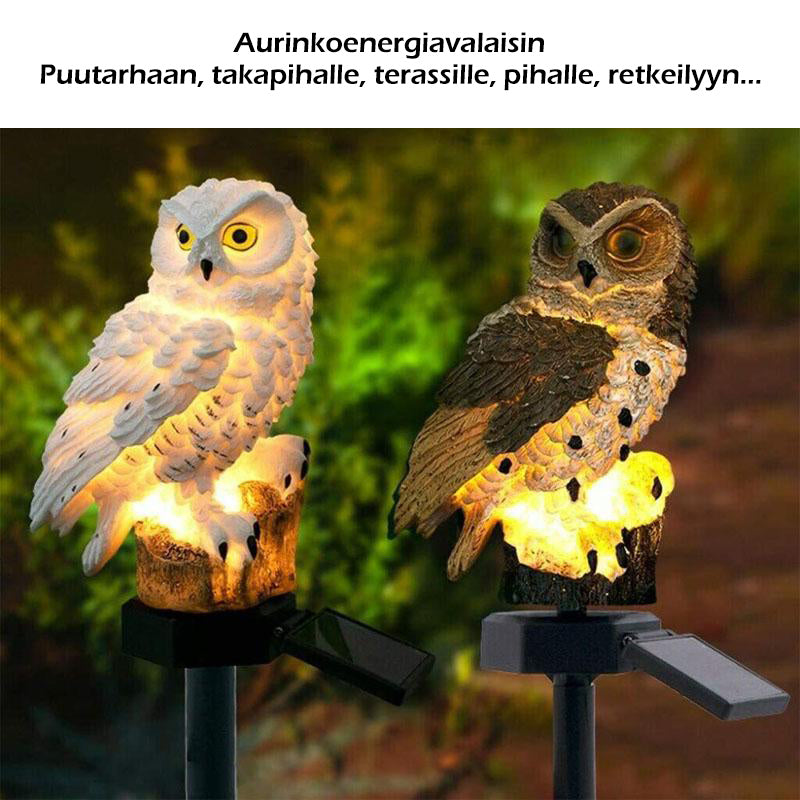 Pöllöfiguuri- LED-aurinkoenergiavalaisin