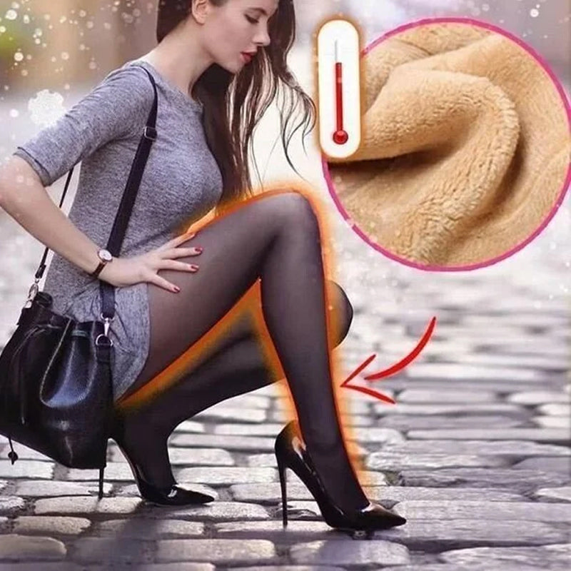 Virheettömät jalat Fake läpikuultava lämmin Plush vuorattu Elastiset sukkahousut