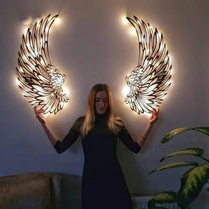 Enkelin siivet seinätaide LED -valoilla