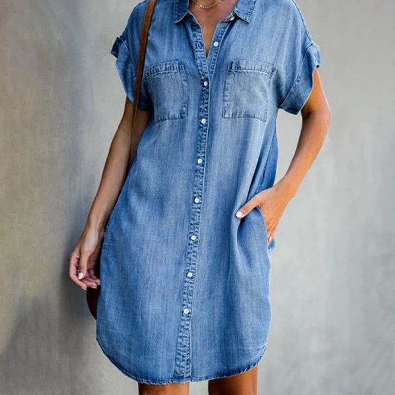 Lyhythihainen Denim Mekko