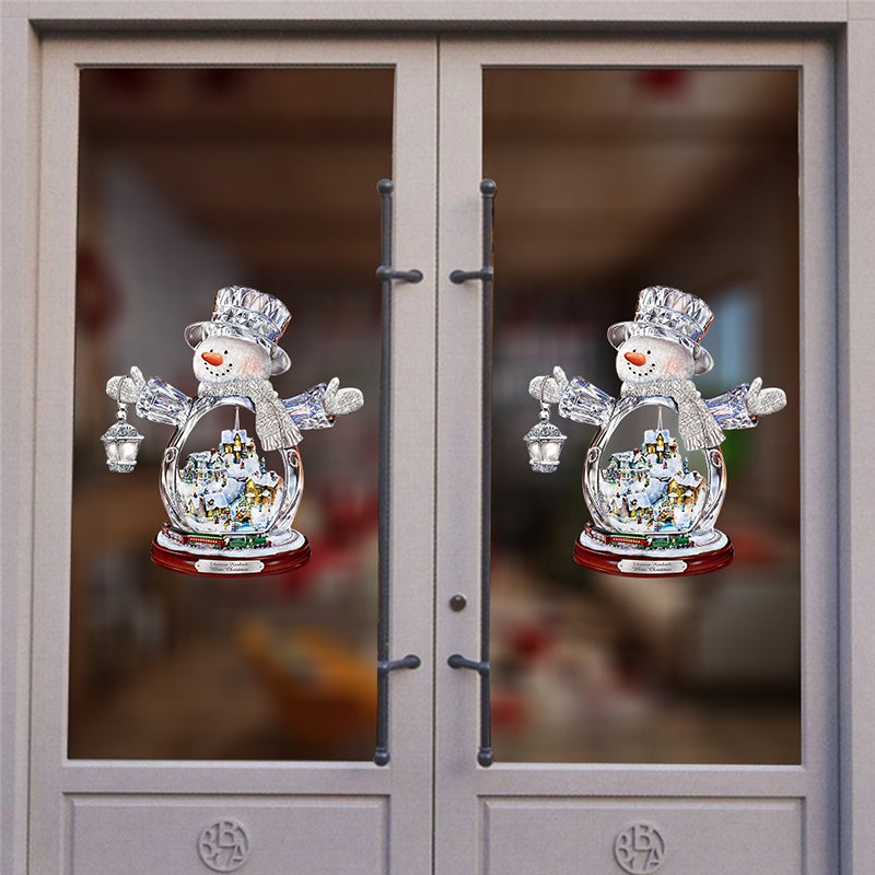 Lumiukko kristallipallo PVC -ikkunatarra