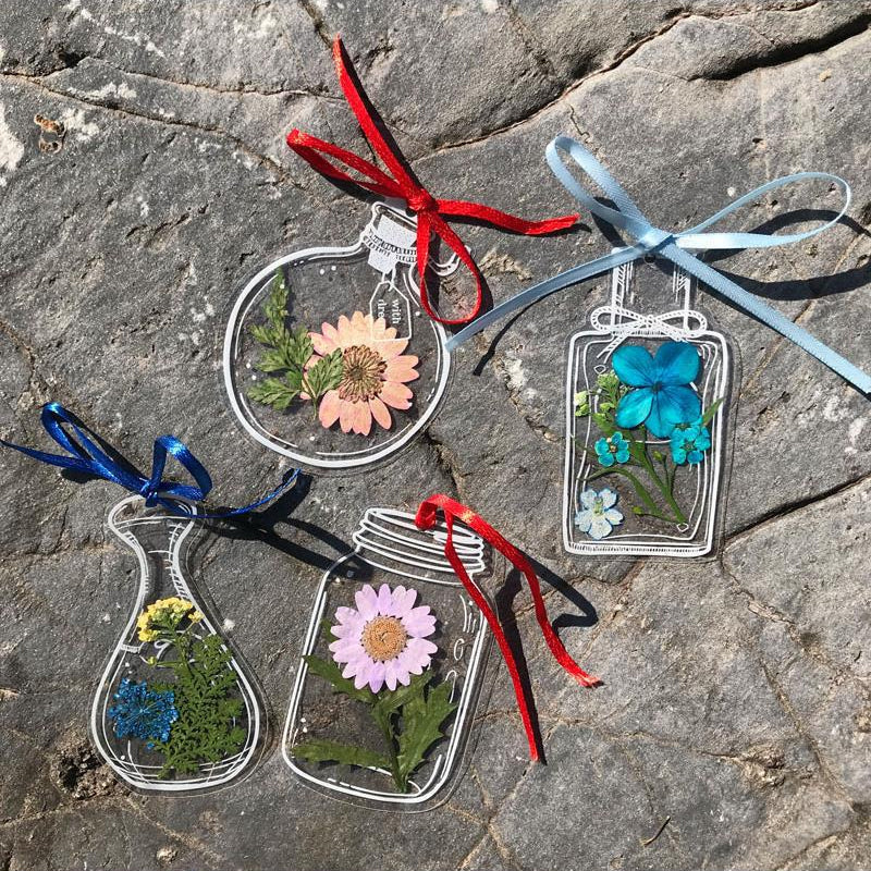 Läpinäkyvät kirjanmerkit DIY kuivatuilla kukilla (30kpl/setti)