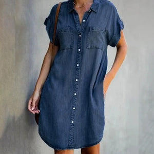 Lyhythihainen Denim Mekko