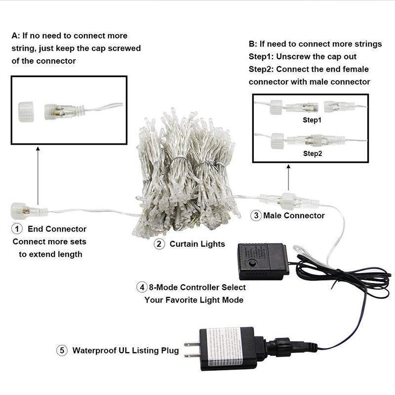 Koristevalot verhoihin, 120 LED