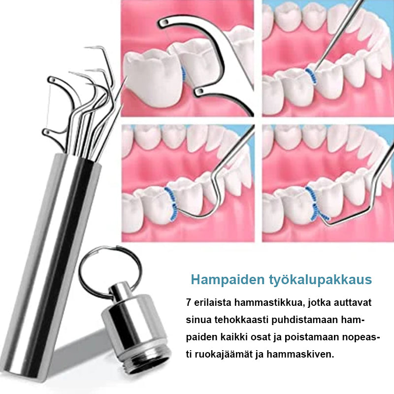 Hammastikkusetti ruostumattomasta teräksestä