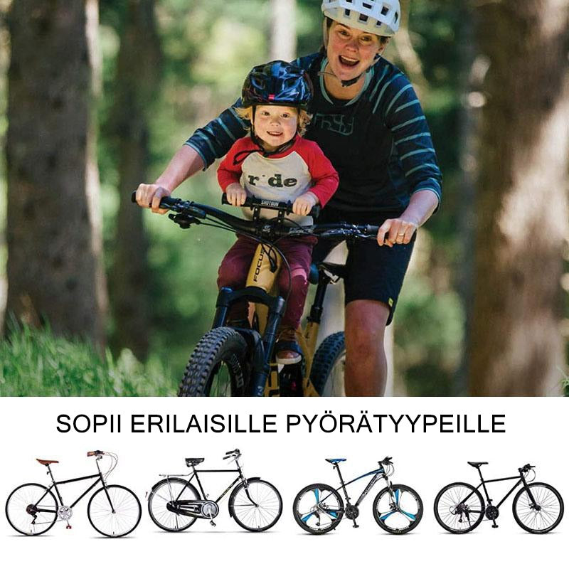 Eteen asennettava lasten polkupyörän istuin kaiteella