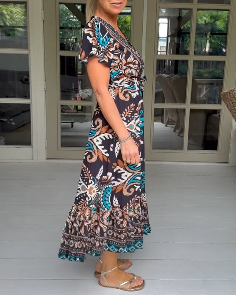 Kleid mit V-Ausschnitt und Paisley-Print