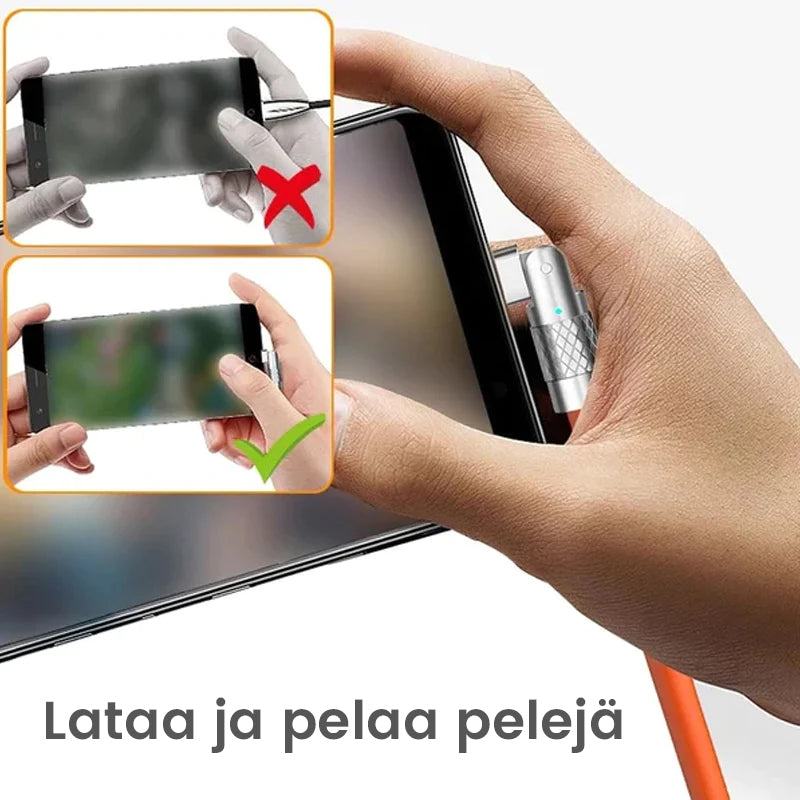 180° kääntyvä pikalatauskaapeli