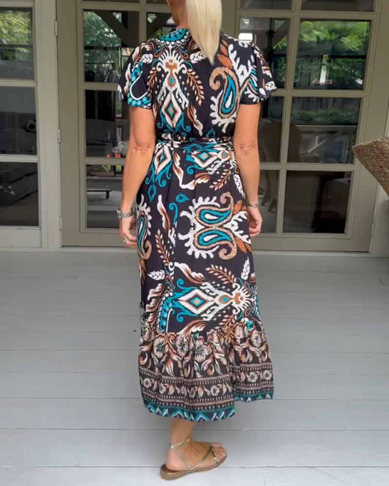 Kleid mit V-Ausschnitt und Paisley-Print