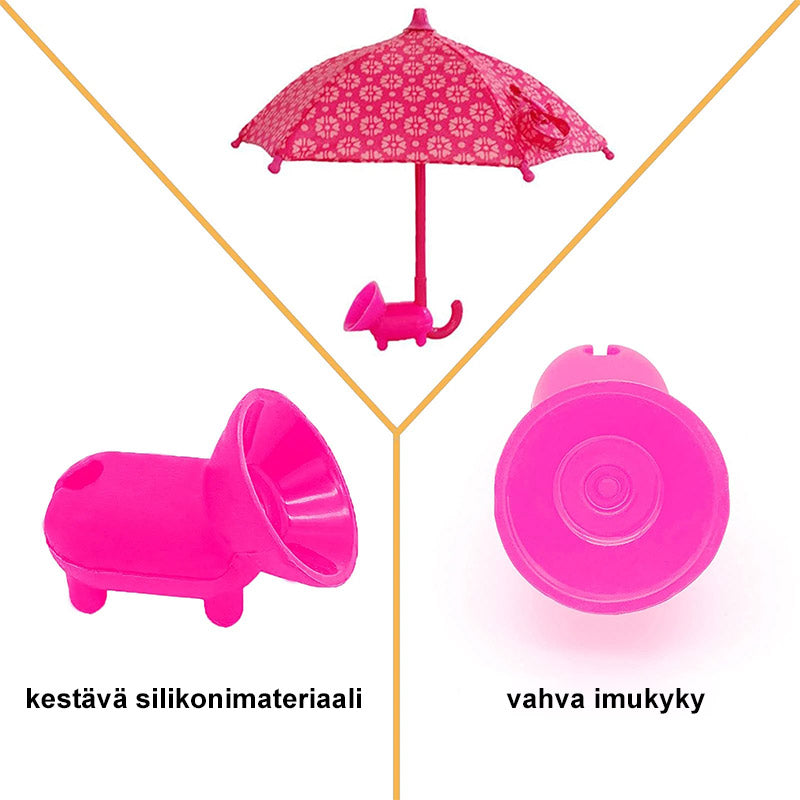 Söpö puhelinpidike aurinkovarjolla