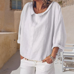 Pitkähihainen väljä pellavapusero