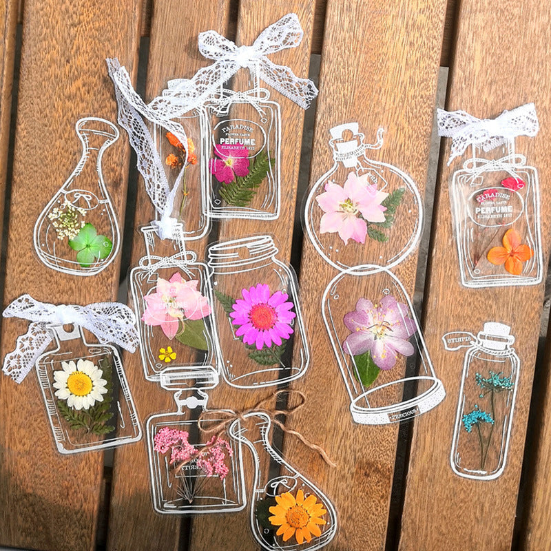 Läpinäkyvät kirjanmerkit DIY kuivatuilla kukilla (30kpl/setti)