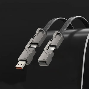 4-in-1 Litteä punottu  latausjohto tarranauhalla