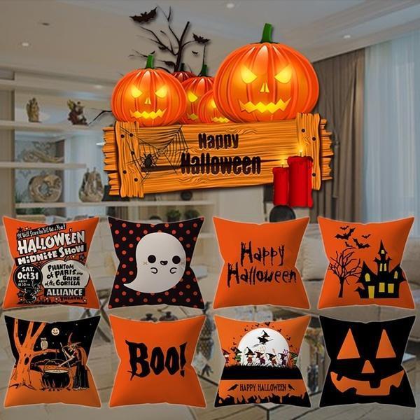 Halloween kurpitsa- koristeltu tyynynpäällinen
