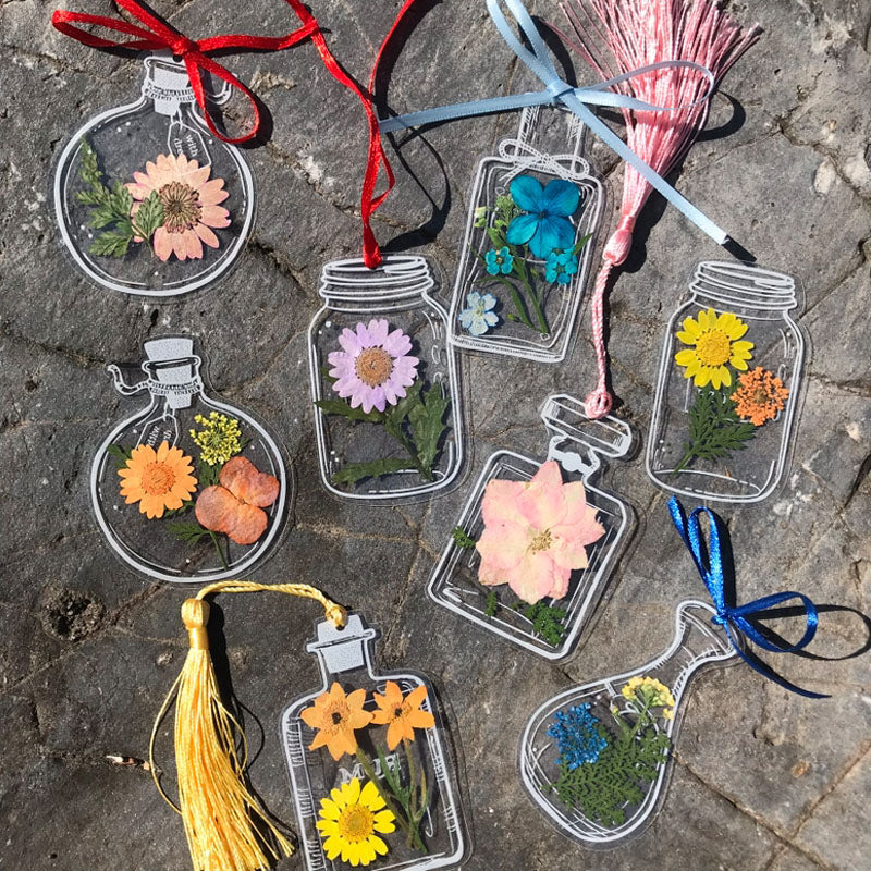 Läpinäkyvät kirjanmerkit DIY kuivatuilla kukilla (30kpl/setti)