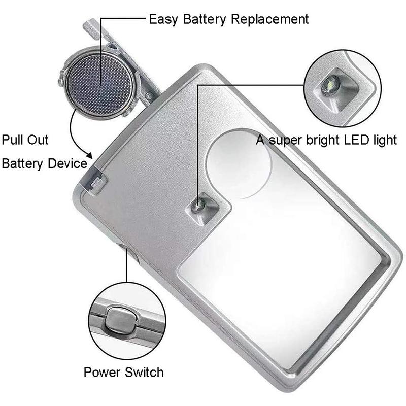 LED Korttityyppinen Suurennuslasi Lukemiseen