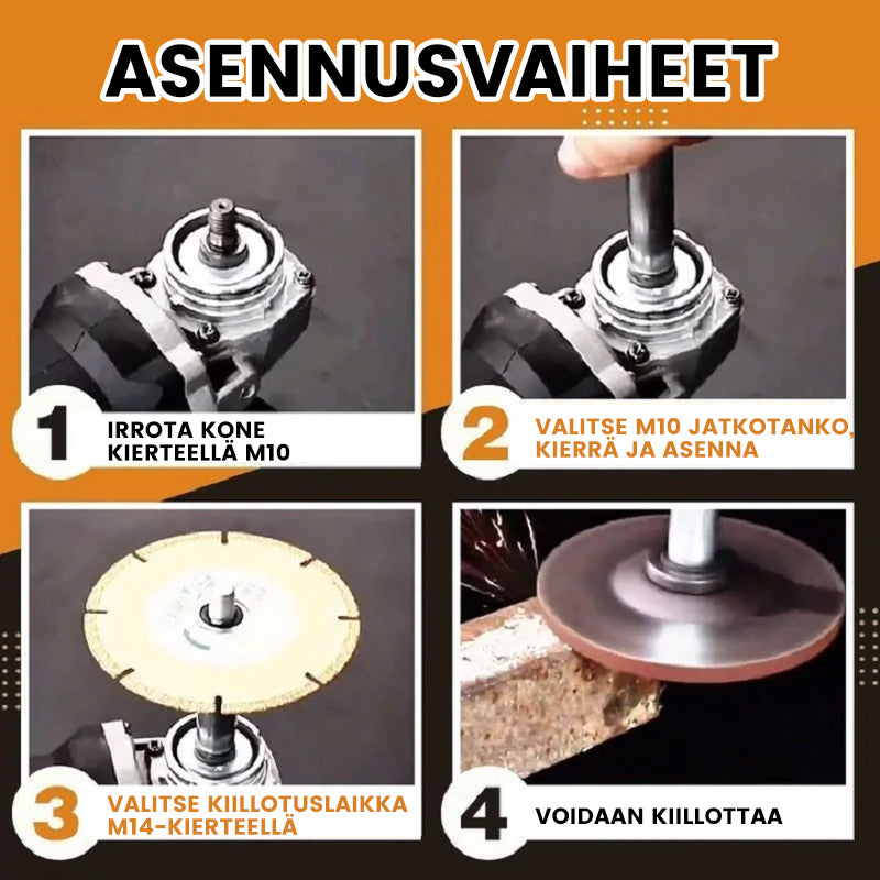 Kulmahiomakoneen jatkeen yhdystanko.