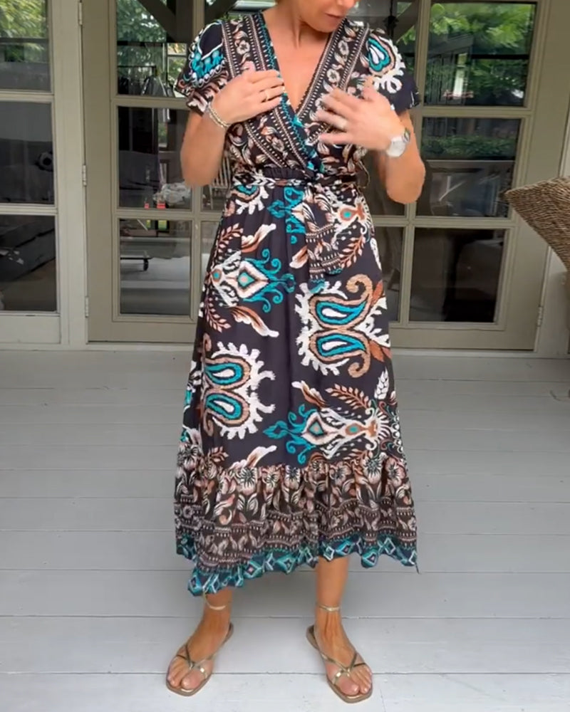 Kleid mit V-Ausschnitt und Paisley-Print