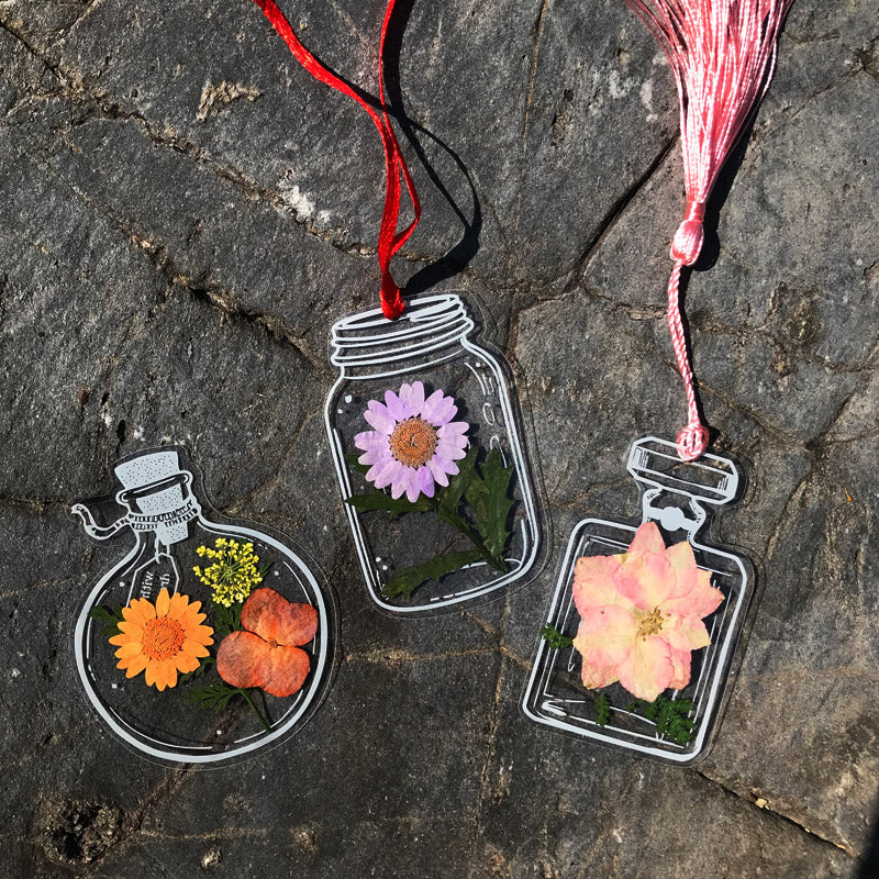 Läpinäkyvät kirjanmerkit DIY kuivatuilla kukilla (30kpl/setti)