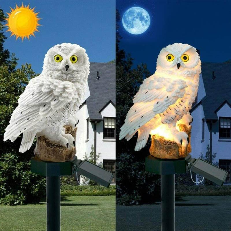 Pöllöfiguuri- LED-aurinkoenergiavalaisin