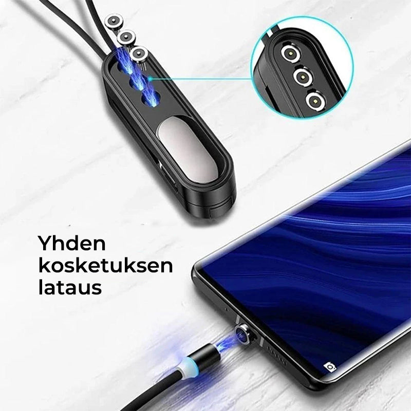 3-in-1 magneettinen kannettava latauskaapeli