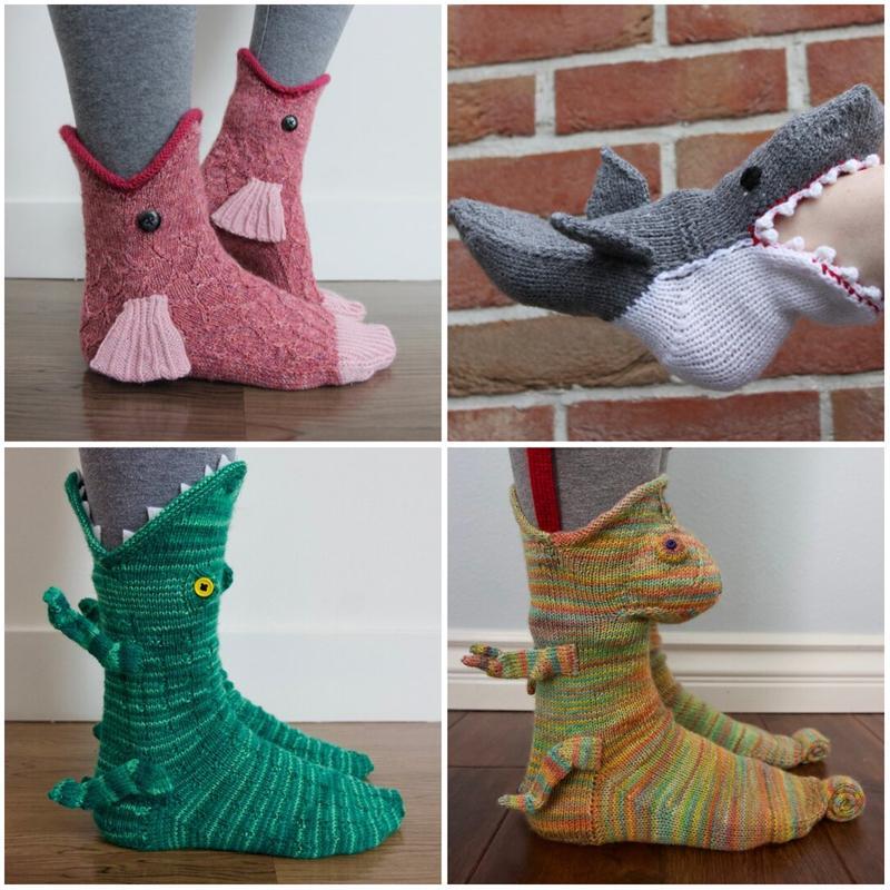 Neulesukat, 4 eläinhahmoa, Unisex