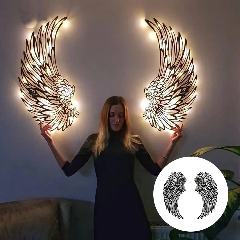 Enkelin siivet seinätaide LED -valoilla