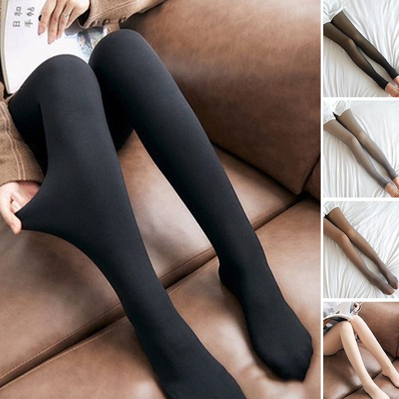 Virheettömät jalat Fake läpikuultava lämmin Plush vuorattu Elastiset sukkahousut